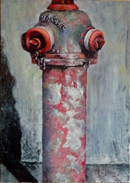 rosa Hydrant 1, &ouml;l, 70 x 50 cm, 2-2015