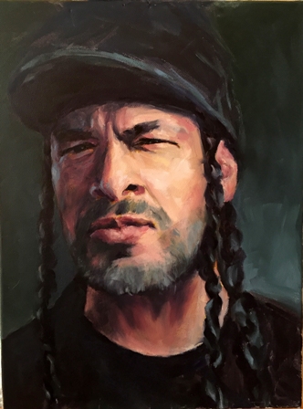 rob trujillo, (metallica) 30 x 40cm, &ouml;l auf lw, wkl,