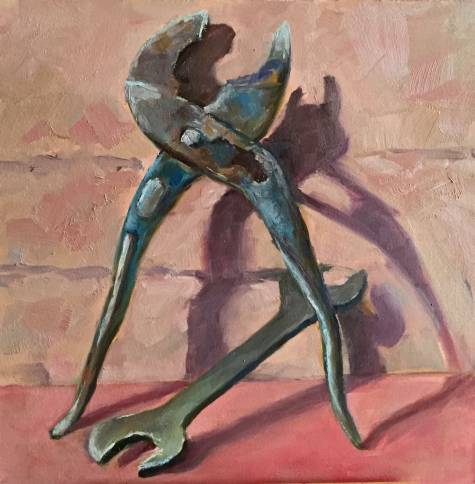 stillleben - dinge des lebens 1, 20 x 20 cm, &ouml;l auf malplatte, 9-2017