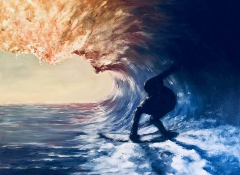 the big wave I (wasser ist d.blut der erde I), 60 x 80 cm, &ouml;l auf lw, 2017-18