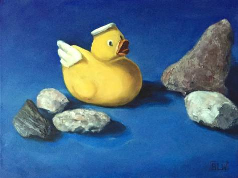 entchen auf gro&szlig;er Fahrt, 30 x 40 cm, &ouml;l auf lw, 2019