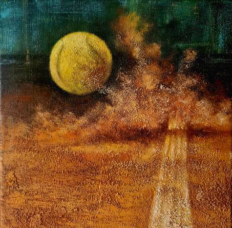 Matchball, 30x30 cm, &ouml;l auf lw, 2022 -verkauft