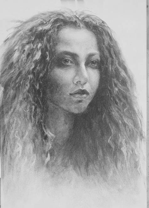 portr&auml;t 1, charcoal on paper