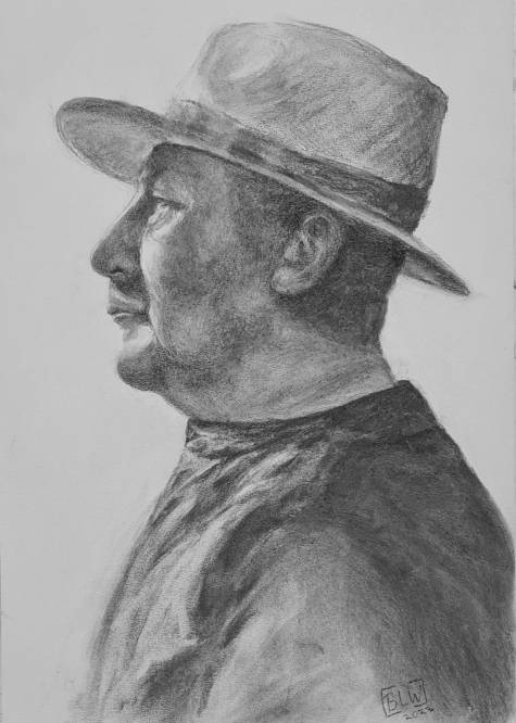 portr&auml;t 2, charcoal on paper