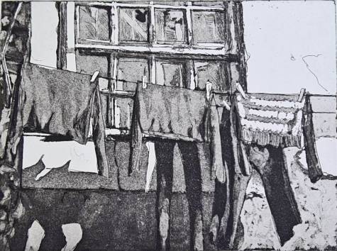 vor dem Fenster, &Auml;tz-Radierung 2021